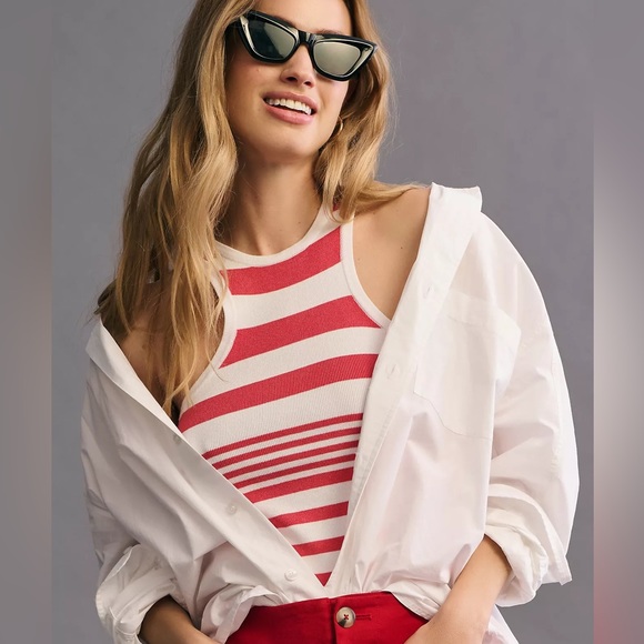 NWT Anthropologie Maeve Striped Racerback Sweater Tank - Picture 9 of 10